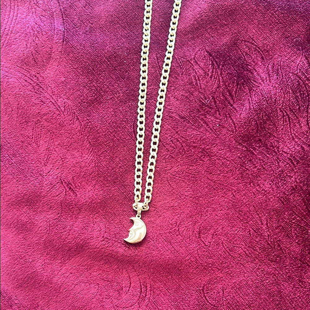 StoreMya Gold Face Moon Pendant Necklace